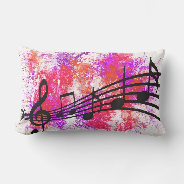 Abstract Colourful Music Notes Lumbar Cushion (Front)