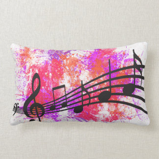 Abstract Colourful Music Notes Lumbar Cushion