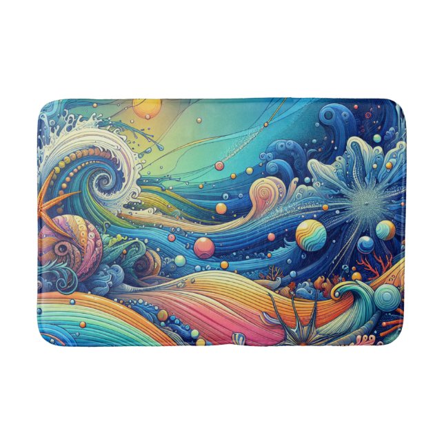 Abstract Colourful Ocean Sea Bath Mat (Front)