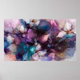 Abstract colourful oil, acrylic painting of spring poster