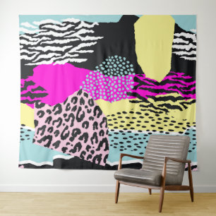 Abstract colourful organic shapes modern pattern tapestry