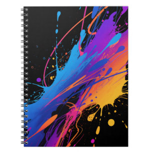 Abstract Colourful Paint Splatter Background Notebook