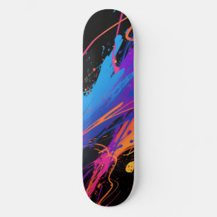 Abstract Colourful Paint Splatter Background Skateboard