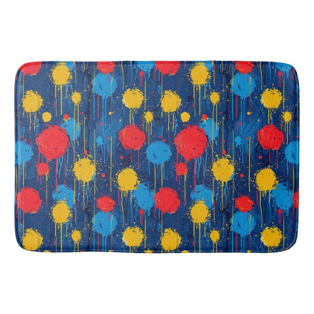 Abstract Colourful Paint Splatters Bath Mat (Front)