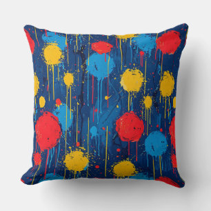 Abstract Colourful Paint Splatters Cushion
