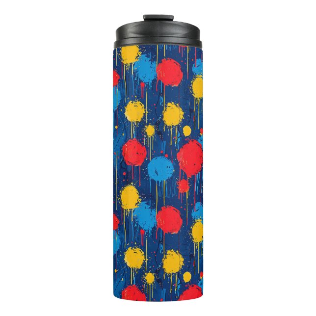 Abstract Colourful Paint Splatters Thermal Tumbler (Front)