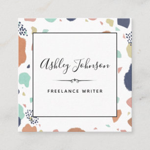 Abstract Colourful Paint Strokes Freelancer Writer Square Business Card