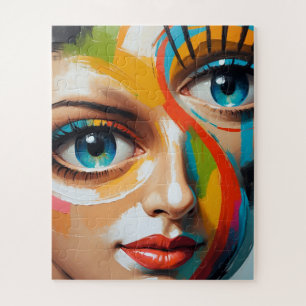 Abstract Colourful Painted Face Jigsaw Puzzle