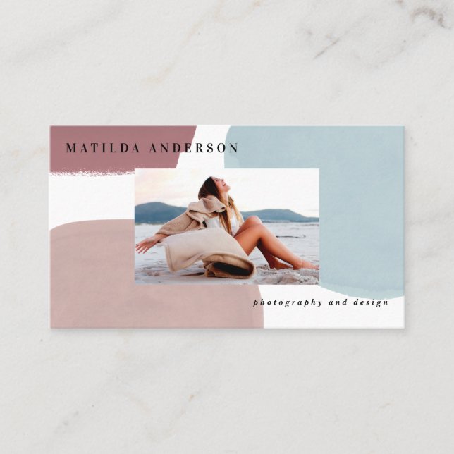 Abstract colourful painted photo modern business card (Front)