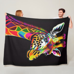 Abstract Colourful Painting of a Giraffe Fleece Blanket