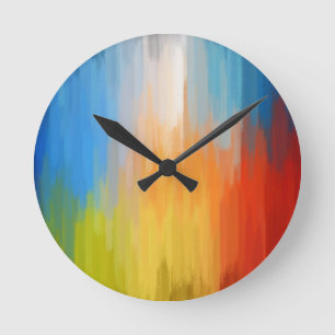 Abstract Colourful Painting Round Clock