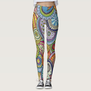 Abstract Colourful Paisleys Pattern Leggings