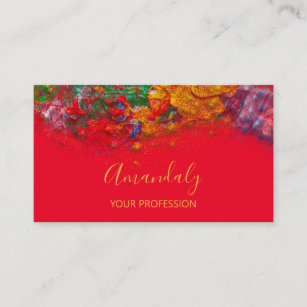 Abstract Colourful Palette Makeup Red Rainbow Business Card
