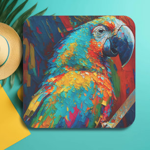 Abstract Colourful Parrot Square Sticker
