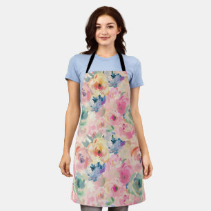 Abstract Colourful Pastel Flowers Floral Pattern Apron