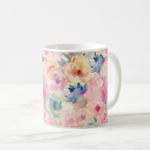 Abstract Colourful Pastel Flowers Floral Pattern Coffee Mug