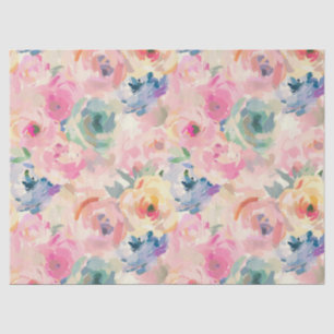Abstract Colourful Pastel Flowers Floral Pattern Tissue Paper