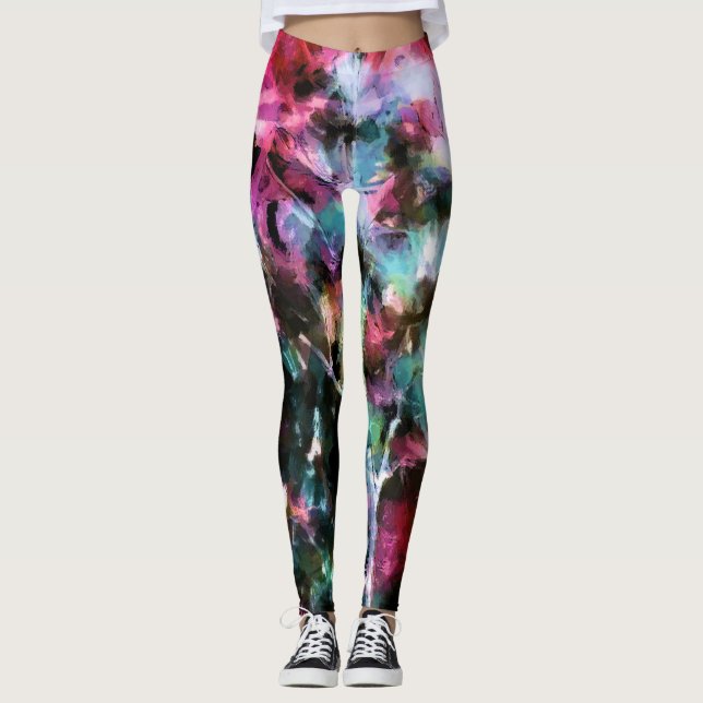Abstract, colourful pattern, bright, elegant leggings (Front)