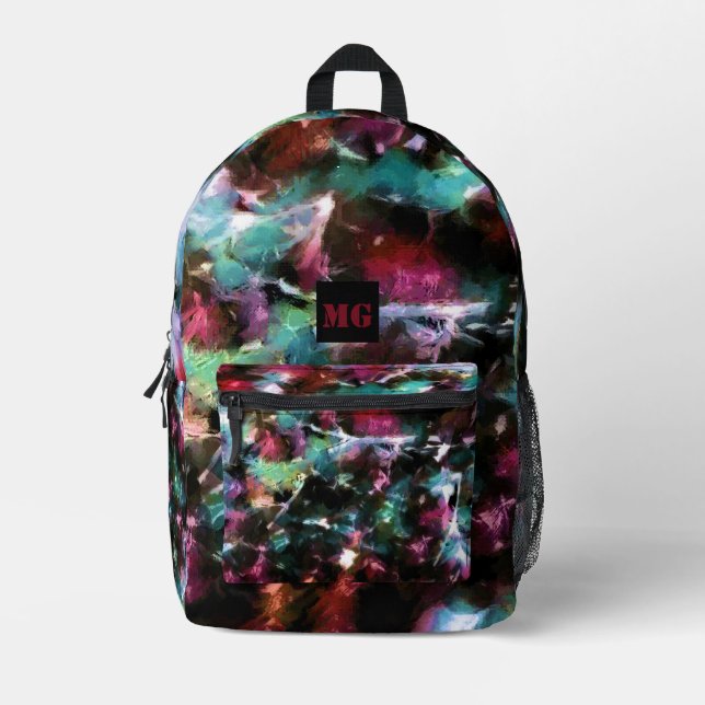 Abstract, colourful pattern, bright, elegant  printed backpack (Front)