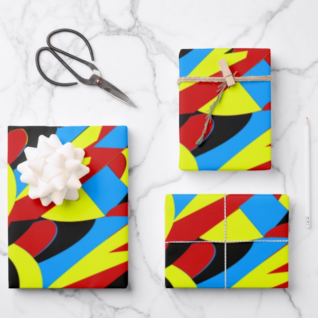 Abstract Colourful Pattern Wrapping Paper Sheet (Front)