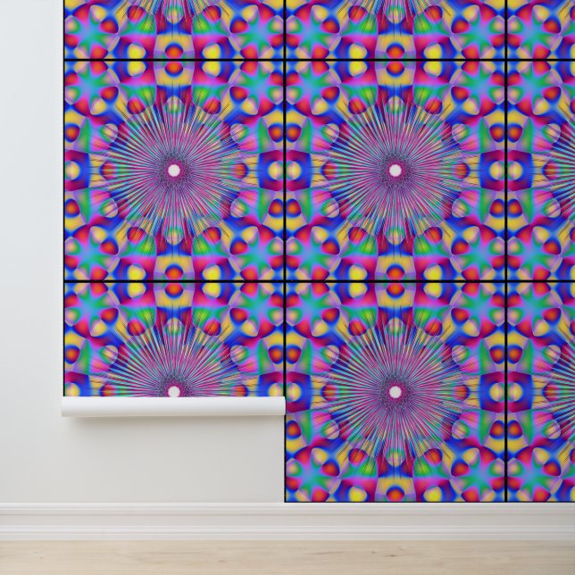 Abstract colourful Peacock Feather Mandala Art Wallpaper (Application)