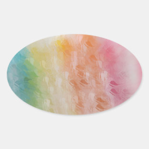 Abstract Colourful Pink Red Yellow Blue Blank Oval Sticker