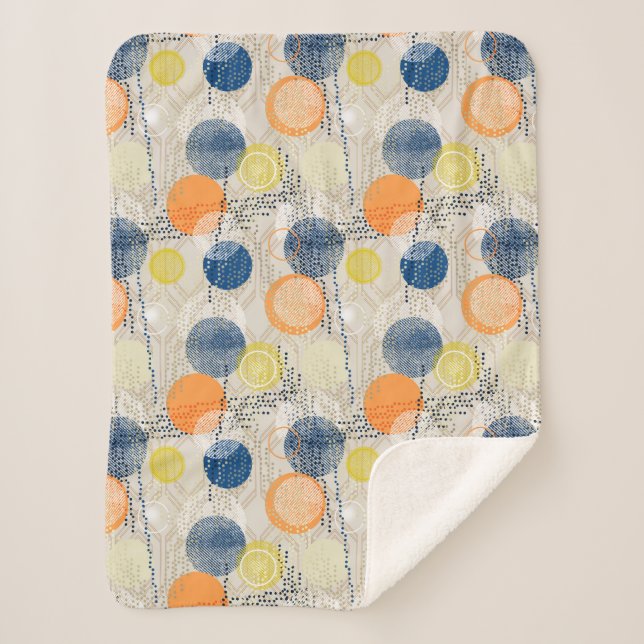 Abstract colourful polka dot sherpa blanket (Front)