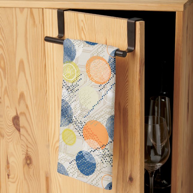 Abstract colourful polka dot tea towel (Thirds Fold)