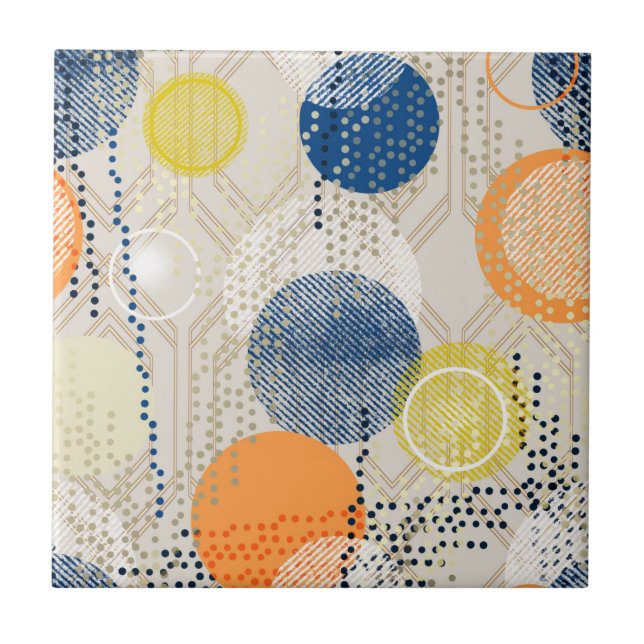 Abstract colourful polka dot tile (Front)