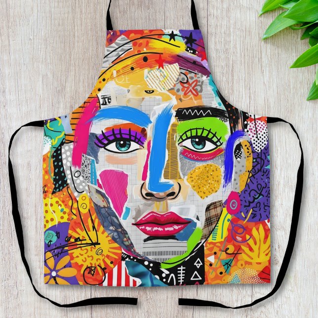 Abstract Colourful Pop Art Portrait Apron (Creator Uploaded)