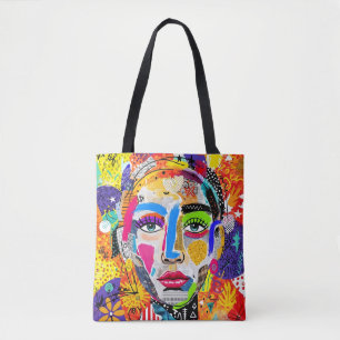 Abstract Colourful Pop Art Portrait Tote Bag