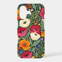 Abstract Colourful Poppies Butterflies iPhone Case