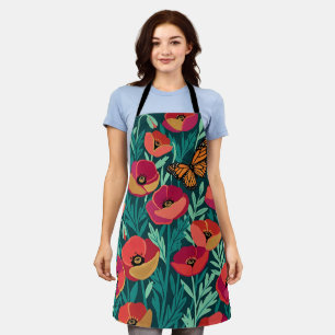 Abstract Colourful Poppies Monarch Apron