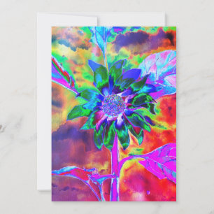 Abstract colourful psychedelic chakra sunflower Invitation