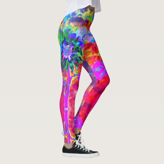  Abstract colourful  psychedelic chakra sunflower  Leggings (Right)