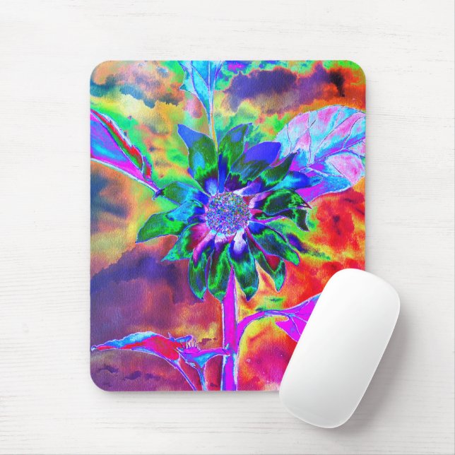  Abstract colourful  psychedelic chakra sunflower  Mouse Pad (With Mouse)