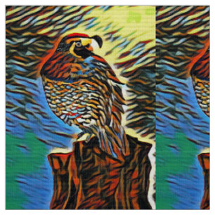 Abstract Colourful Quail Fabric