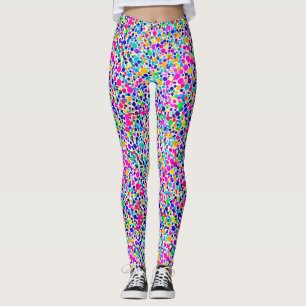 Abstract Colourful Rainbow Dots Watercolor Pattern Leggings