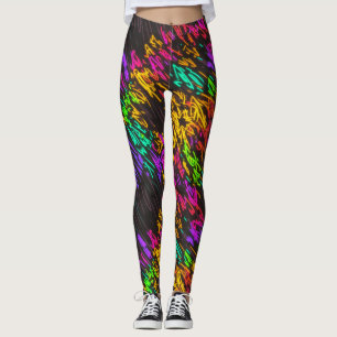 Abstract Colourful Rainbow Laser Lights On Dark  Leggings