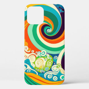 Abstract Colourful Retro 70s Hippie Waves Artwork  iPhone 12 Pro Case