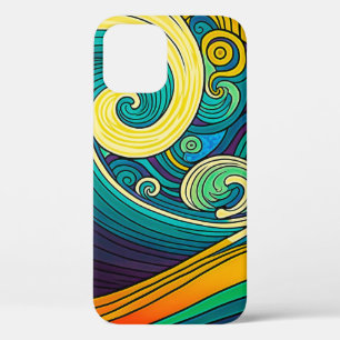 Abstract Colourful Retro 70s Hippie Waves Artwork  iPhone 12 Pro Case