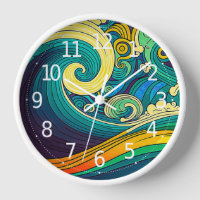 Abstract Colourful Retro 70s Hippie Waves Artwork 