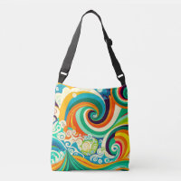 Abstract Colourful Retro 70s Hippie Waves Artwork