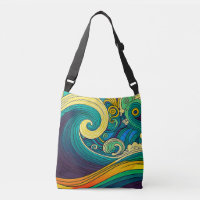 Abstract Colourful Retro 70s Hippie Waves Artwork 