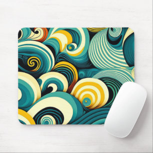 Abstract Colourful Retro 70s Hippie Waves Artwork  Mouse Pad