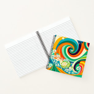Abstract Colourful Retro 70s Hippie Waves Artwork  Notebook
