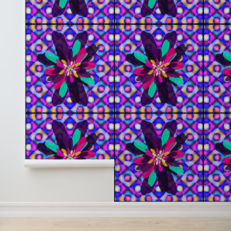 Abstract colourful Retro Floral Mandala Art Wallpaper