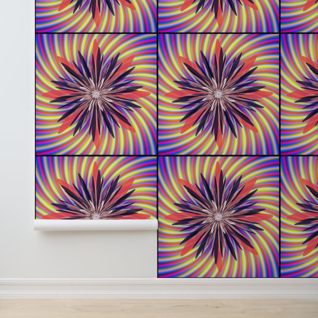 Abstract colourful Retro Geometric Mandala Art  Wallpaper (Application)