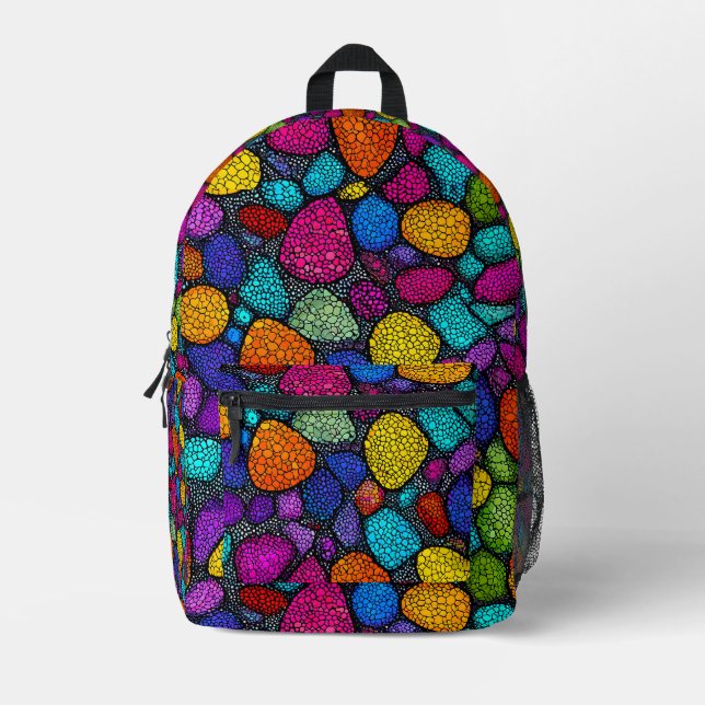 Abstract colourful rocks printed backpack (Front)