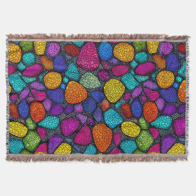 Abstract colourful rocks throw blanket (Front)